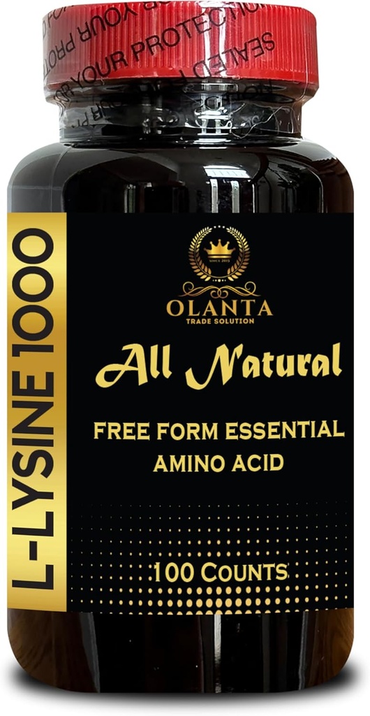 L-LYSINE 1000 mg freie Form Aminosäure essentielle Aminosäure-Ergänzung unterstützt Energiebildung unterstützt Haut, Lip, Vegan, Glutenfreie und alkalische Balance - 1 Flasche 100 Zähler