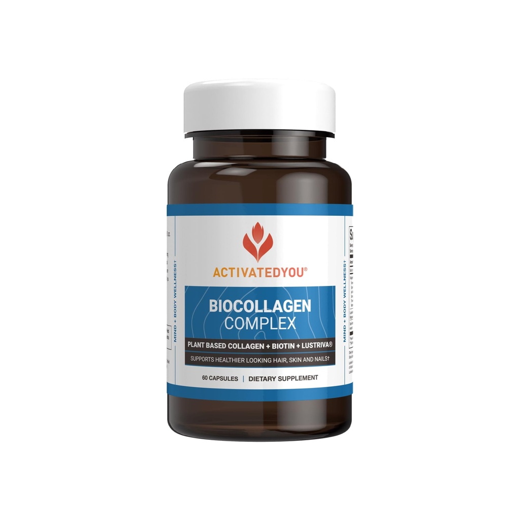 ActivatedYou BioCollagen Complex Plant-Based Collagen for Women & Men - Entwickelt, um Haut Firmness, Muskelkraft und Haarvolumen zu fördern, 2 Tägliche Kapseln unterstützt jugendliche Aussehen & Gemeinsame Mobilität