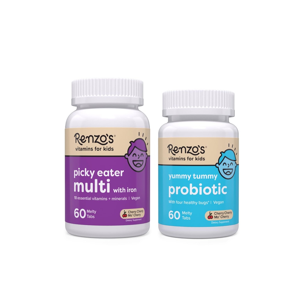 Renzo Vitaminok Boldog tumorok Bundle, Probiotics gyerekeknek és Picky Eater Kids Multivitamin