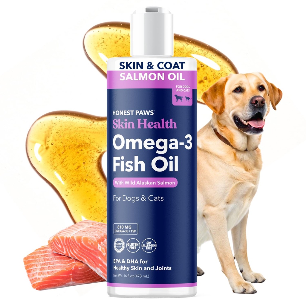 Őszinte Paws Wild Alaskan lazac olaj kutyák és macskák - Omega 3 Halolaj kiegészítése bőr, kabát, közös és szív egészség - természetes, fenntarthatóan Sourced, 16 oz
