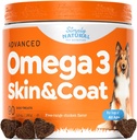 Omega 3 für Hunde - Omega 3 Fish Oil for Dogs, Shedding Supplement mit Lachsöl für Hunde Haut und Mantel, Reduziert Juckreiz und unterstützt Herzgesundheit - 90 Hunde Allergy Chews für juckende Haut