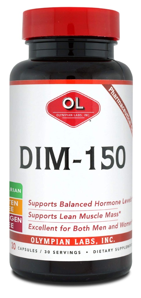 Olympian Labs DIM- kiegészítés 150mg - DIM- diindolilmetán 30 Kapszula DIM- ellátás ösztrogén egyensúly, hormon menopauza megkönnyebbülés, akne kezelés, PCOS, testépítés