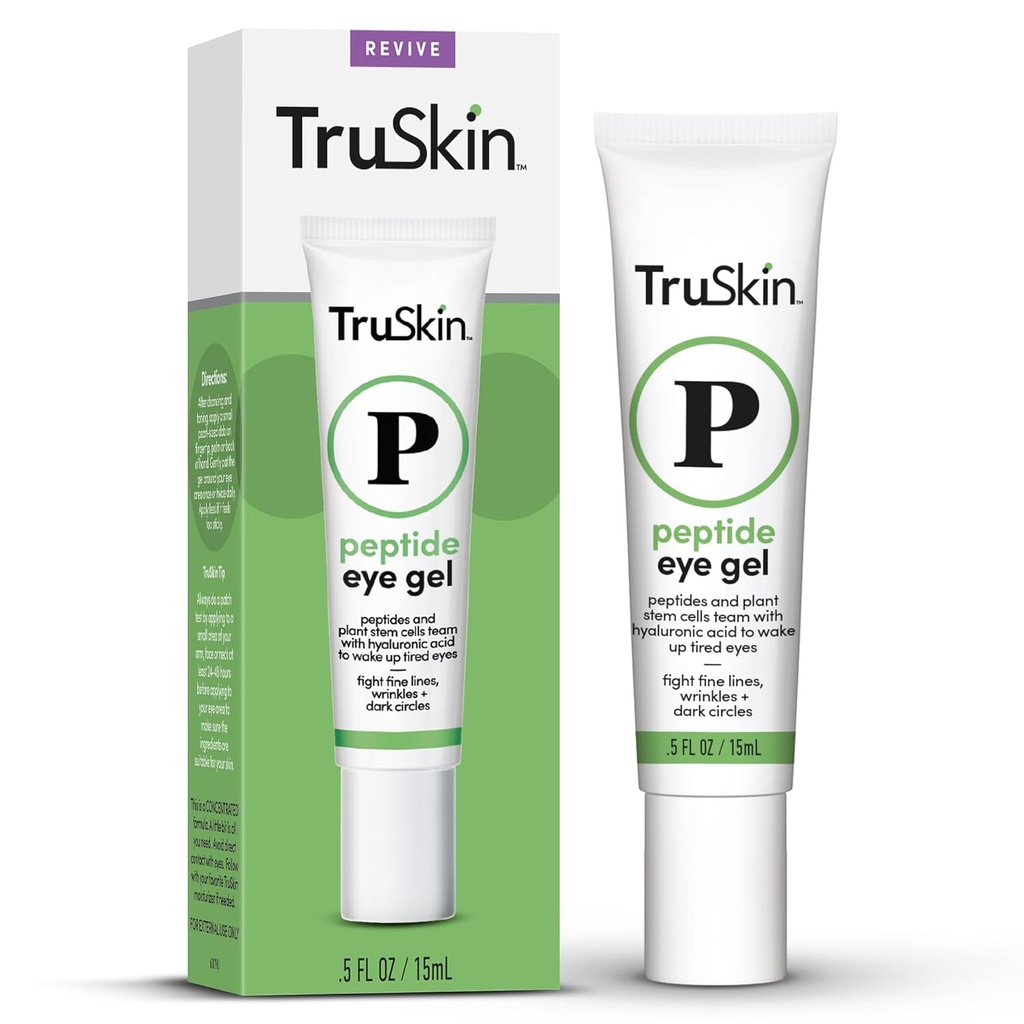 TruSkin Peptide Eye Gel - Javítsa a sötét körök és vonalak a Brighter- Looking Eye Area - Under Eye Care with Peptides, Plant Stem Cells, Hyaluronic Acid - Wake Up Undered Eyes, 0.5 fl oz