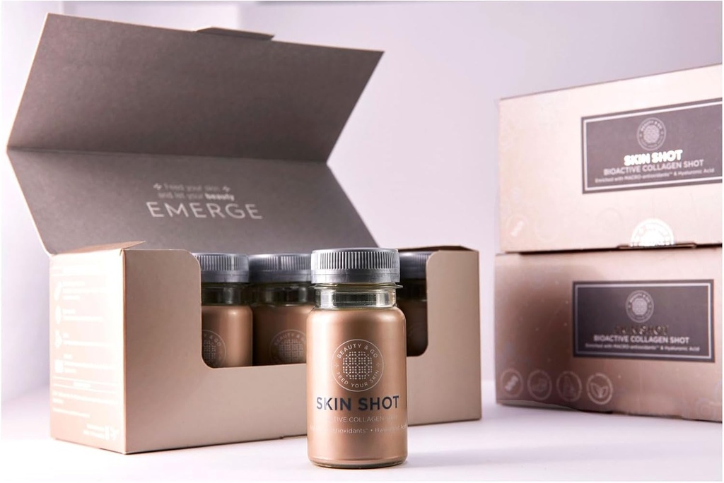 Beauty&Go Skin Shot - 30 Flaschen x 100ml - 30-Tage-Behandlung - Flüssige Collagen-Ergänzung - Anti-Altering Beauty Drink Collagen 5000 mg, Hyaluronsäure, Biotin, Niacin, Antioxidantien, Vitamine, Mineralien.