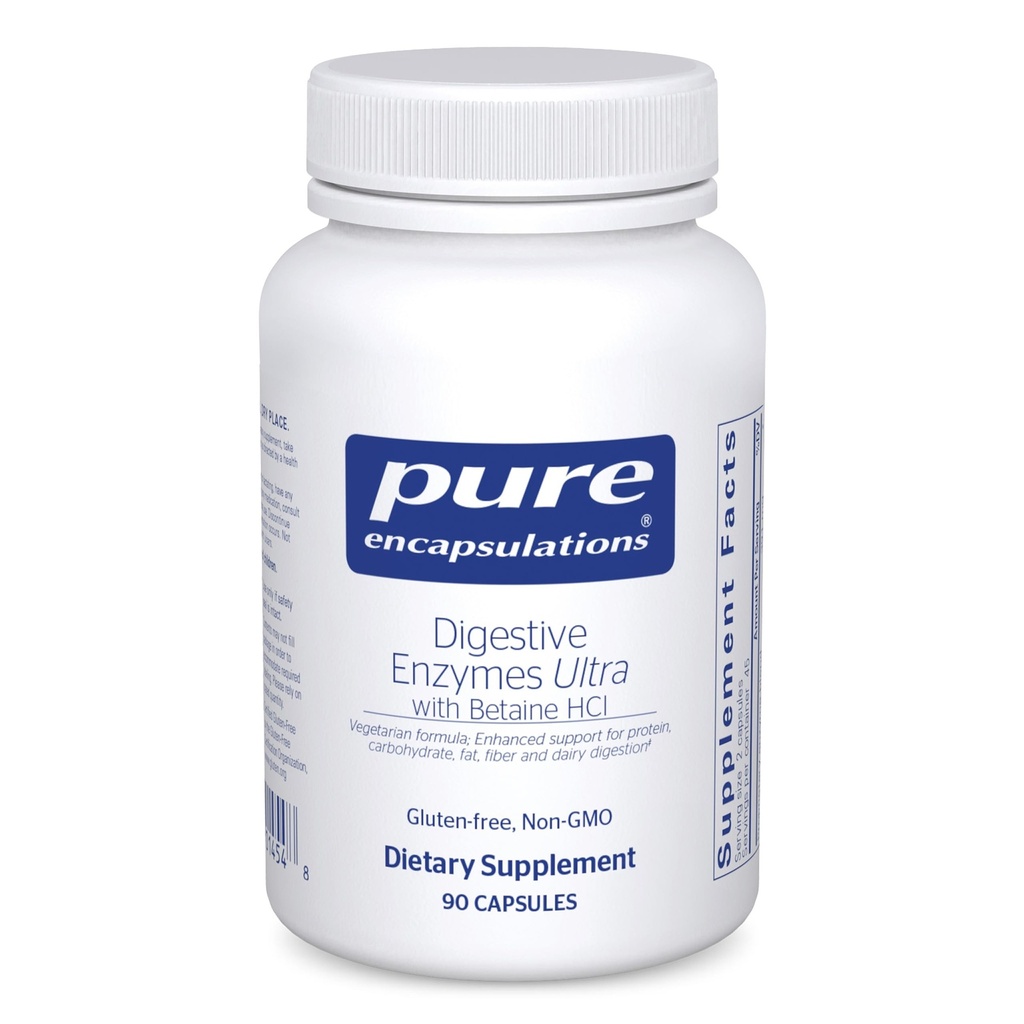Reine Encapsulationen Verdauungsenzyme Ultra mit Betaine HCl - Vegetarische Verdauungsenzymergänzung zur Unterstützung von Proteinen, Carb, Fiber und Dairy Digestion* - 90 Kapseln