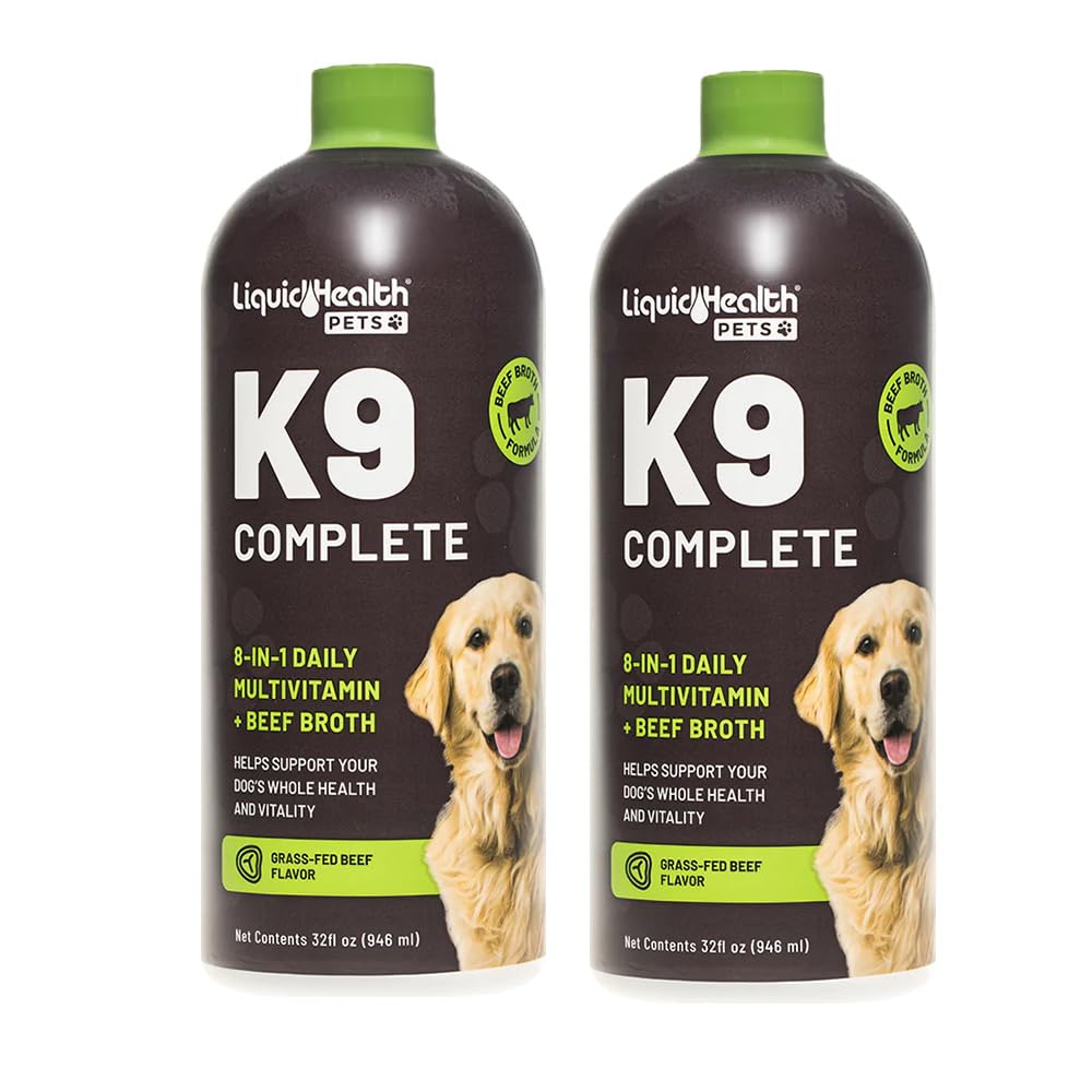 LIQUIDHEALTH Haustiere K9 Komplettes 8-in-1 Flüssiges Multivitamin für Erwachsene Senior Dogs & Welpen, All in One Complete Formula Canine Vitamins for Skin & Coat, Joint Health, Immune Support - USA Made (2 Pack)