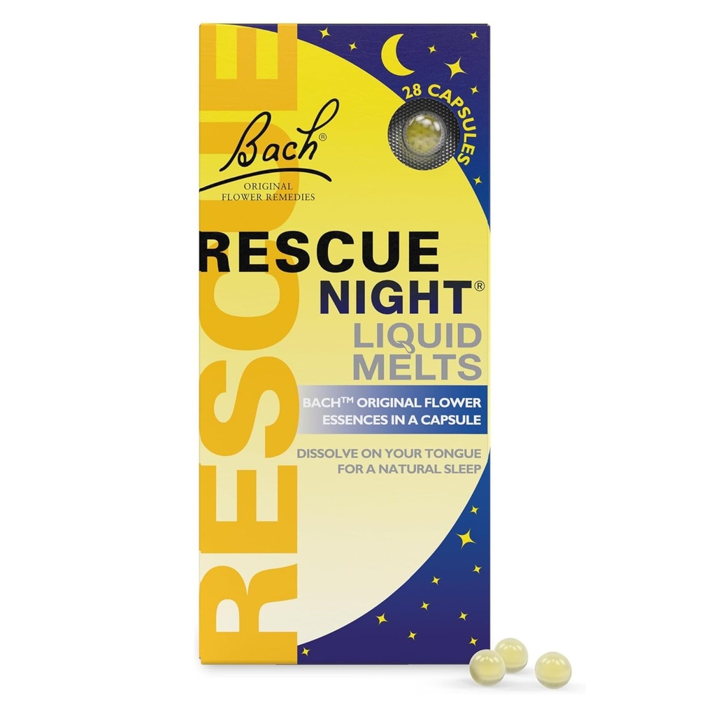 Bach RESCUE SLEEP Liquid Melts, Natürliche Orange Vanille Flavor, Natürliche Schlafhilfe, Relief Stress, Homöopathische Blume Essence, frei von Melatonin, Gluten & Zucker, Non-Alkohol, Non-Narcotic, 28ct.