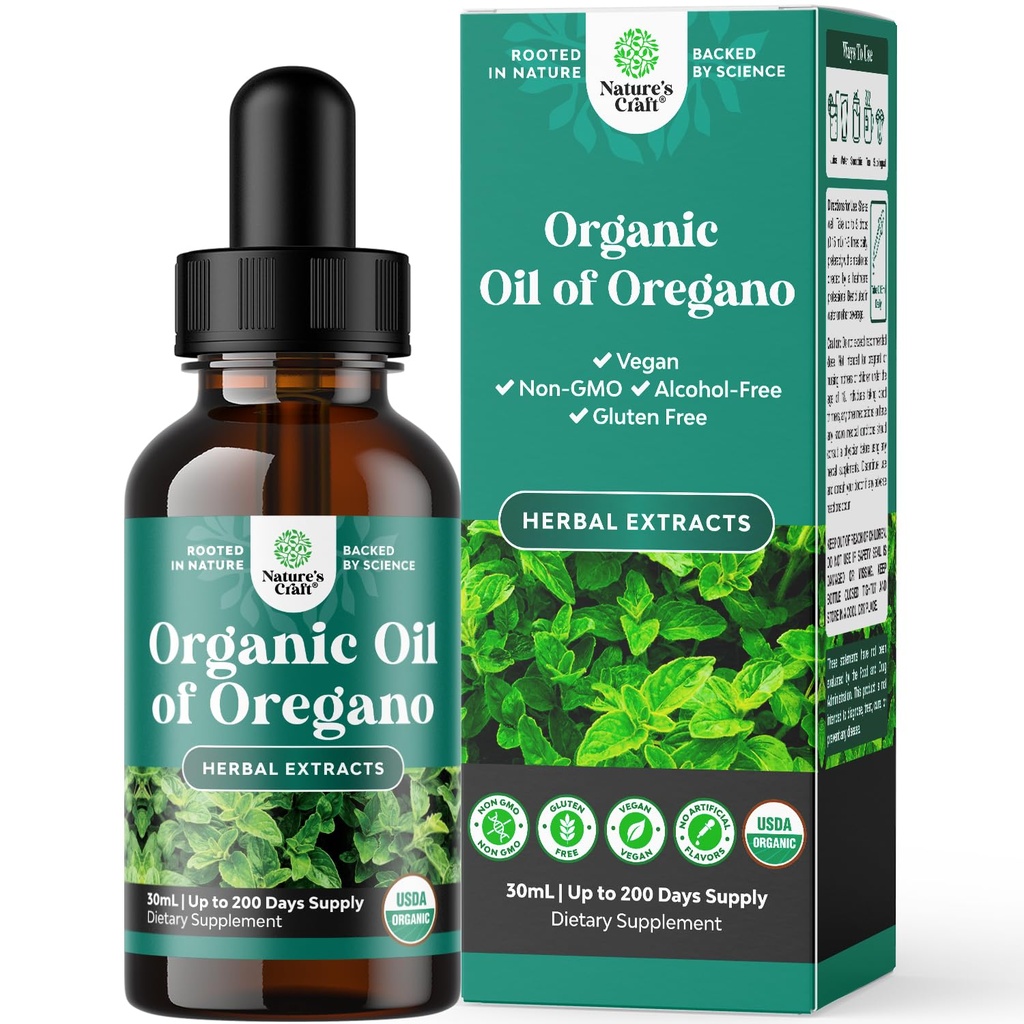 Organische Oregano Öltropfen - Superkonzentriertes flüssiges Öl von Oregano mit Carvacrol 60% für Verdauung & Immununterstützung - Flüssige Kräuterextrakt Tincture für Immunstärke & Gesunde Darm - 30 mL