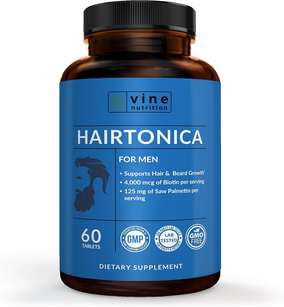 Hairtonica für Männer – Haarwachstumsergänzung mit Biotin, Collagen & Saw Palmetto – unterstützt Thicker, Stronger Hair & Scalp Health – DHT Blocker – 30 Tage Versorgung