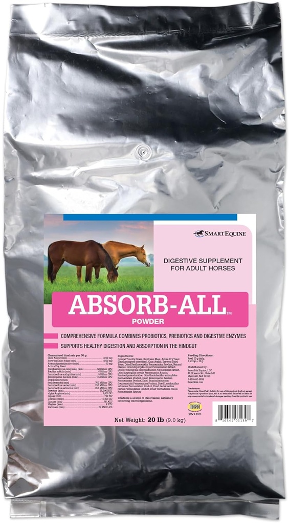 Absorb-All | Horse Probiotics Verdauungsergänzung | Inklusive Probiotika, Präbiotika und Enzyme | Ermutigt gesunde Flora und PH | 20 lb Tasche