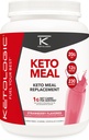 KetoLogic Keto Meal Rázópor az optimális eredményekhez + MCT Olaj + Grass- Fed Whey - Tökéletesen formált Macros Ketosishoz - 20 szertartás - Eper