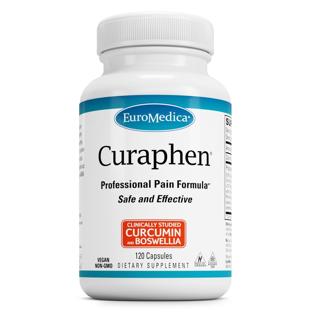 EuroMedica Curaphen - Curcumin-Ergänzung für Zirkulation & Endorphin-Unterstützung - Unterstützung für okziale Störungen - Aids Gesunde Muskeln - 120 Kapseln