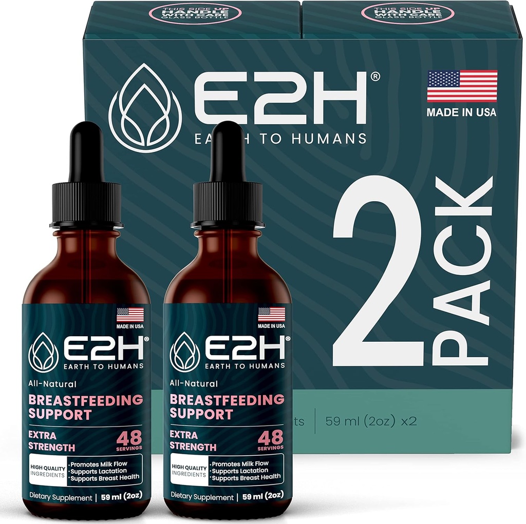 E2H Breastfeeding Supplement and Lactation Support - Liquid Lactation Supplement - Enthält Fenugreek, Milchdistel, Fenchel und mehr - Kein Alkohol - Vegan - (2 Flaschen)