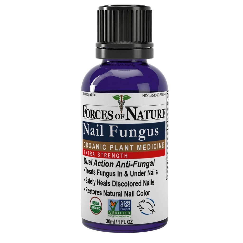Kräfte der Natur Toenail Nail Fungus Behandlung extra Stärke, Organische Antifungal Restores Aussehen von Fingernägeln und Fingernägeln, Homöopathische Medizin für gerackte, trockene und beschädigte Nägel, 1.0 FL OZ