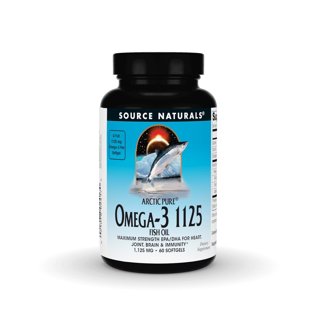 Quelle Naturals Arctic Pure Omega-3 Fischöl, maximale Stärke EPA/DHA für Herz, Gelenk, Gehirn und Immunität - 1125mg - 60 Softgels