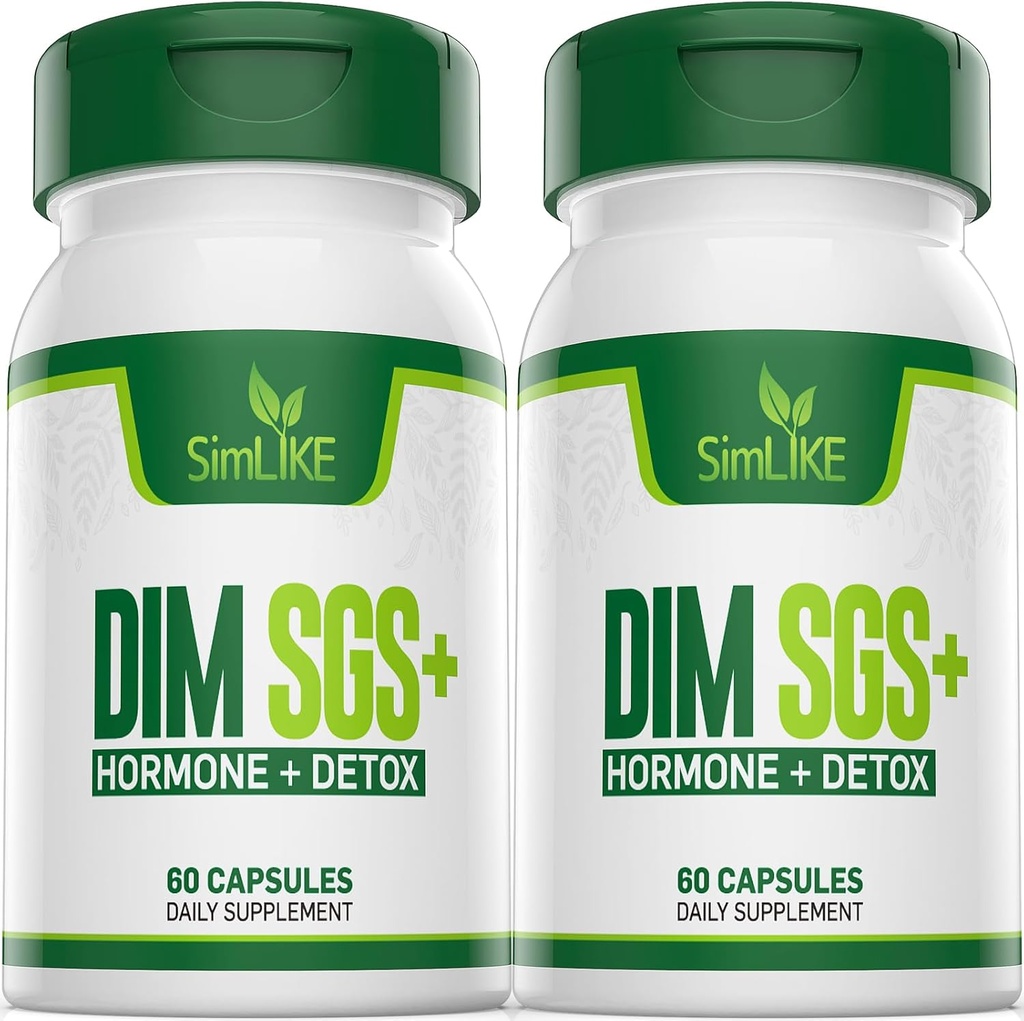 DIM SGS + - Hormon + Detox, ösztönzők Normál ösztrogén metabolizmus, Hormonális egyensúly, Hormonális akne kiegészítők, Menopauza támogatás, Segíti a kontroll étvágy, Promotes méregtelenítés (2 csomag)