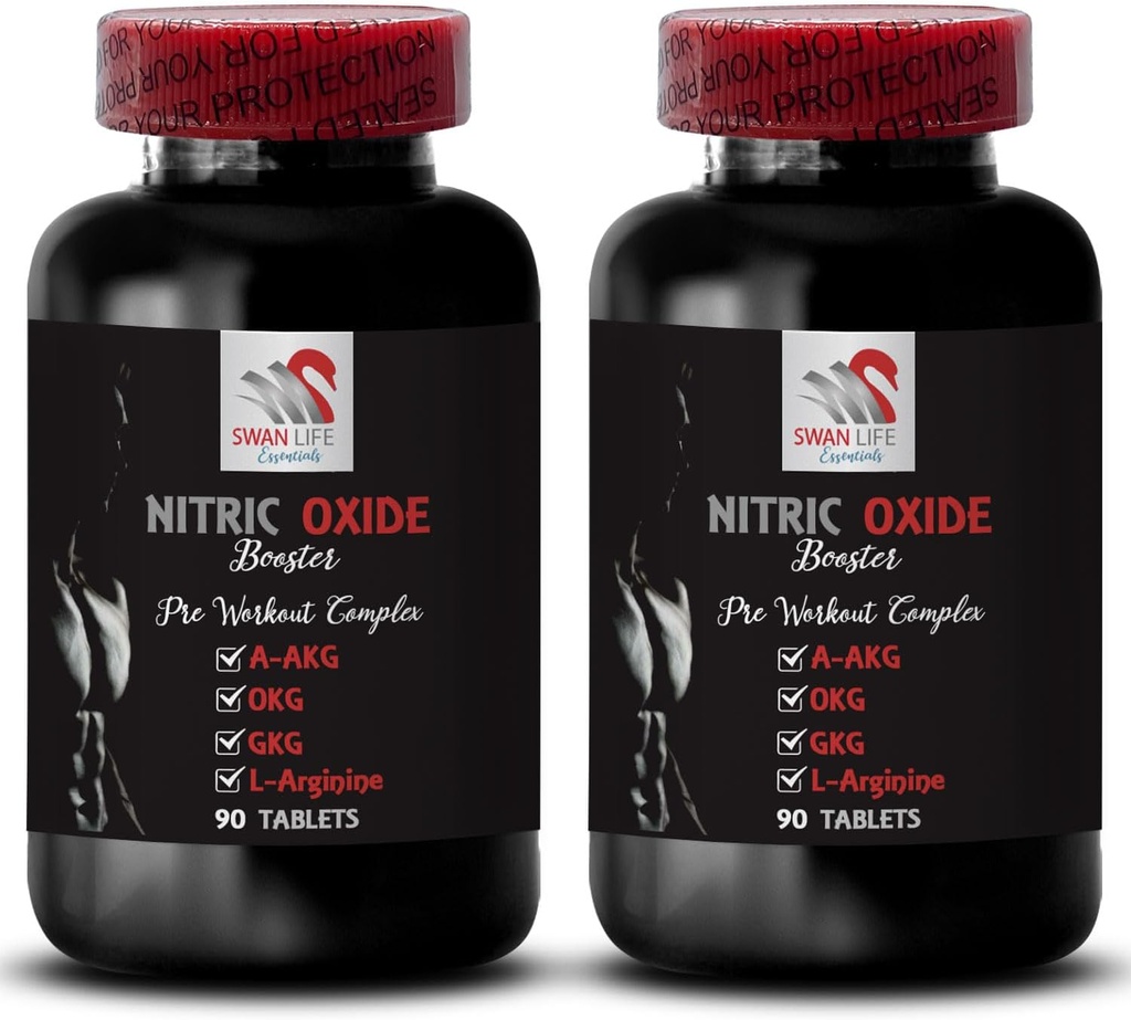 Calcium alpha-Ketoglutarat - NITRIC OXIDE BOOSTER - Nitric Oxid Pulver L-Arginin, Muskelpumpe, Krafttraining, Übungsstärke, Athletic Boost, GKG Ergänzung 2 Flaschen 180 Tabletten