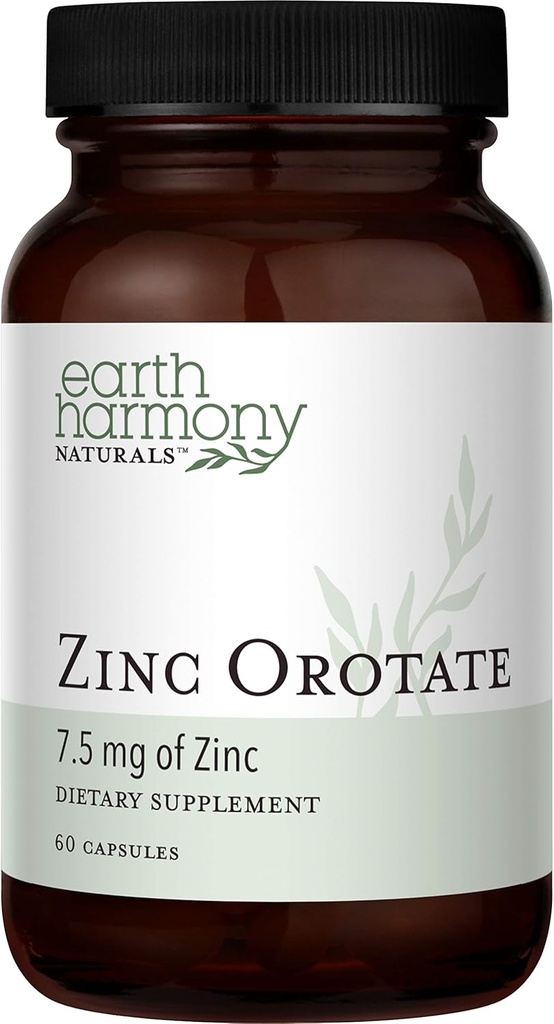 Cink Orotate 7,5 mg Vegan Supplement - Erős antioxidáns tulajdonságok Támogatja az immunrendszer működését, az energia és a metabolizmus - Máj, csont, ízület és szív egészség - Non-GMO & Gluten Free - 60 kapszula