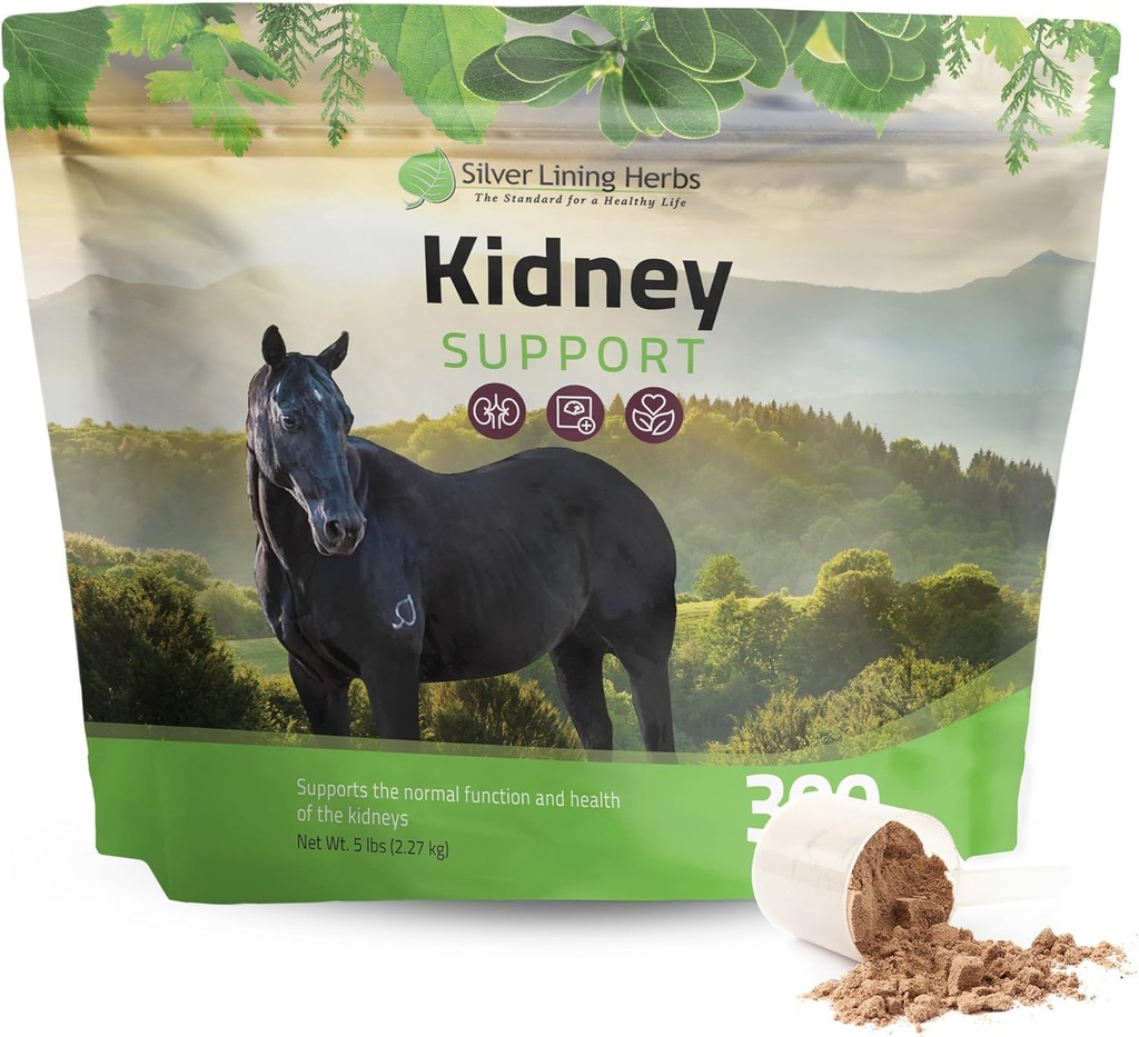 Silber Futter Kräuter Nieren Unterstützung Ergänzung für Pferde - Pferde Ergänzungen für Nierengesundheit und Blasen Unterstützung - Komplett mit Kamille, Knoblauch, Juniper Berry und mehr - 5 lb (300 Servierungen)