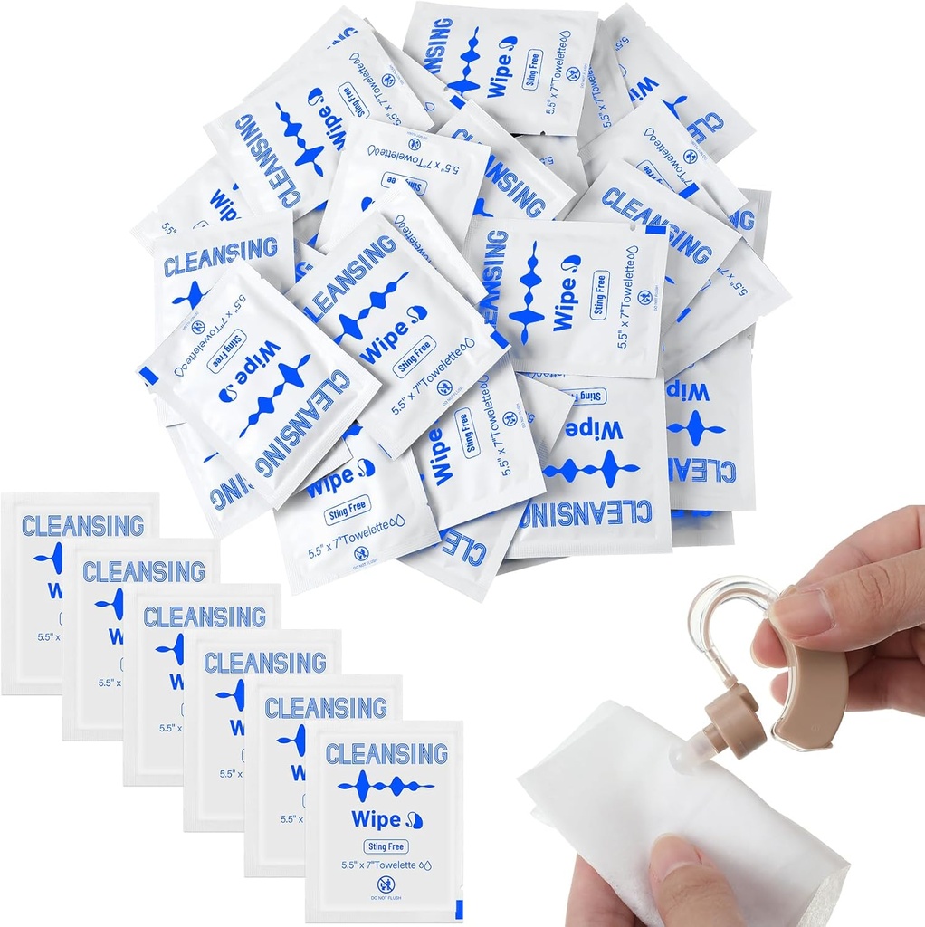 Timgle 200 Count Hearing Aid Wipes Individuell Wrapped Reinigungshandtücher Telefon Reinigung Wipes Laptop Reiniger Wipes für Earwax Earbuds Sweat Earmold Earplugs in Ohr Monitore Saubere Entfernung