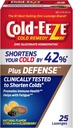 Cold- Eeze Plus Defense Natural Citrus with Elderberry Cink Lozenges, Homeopátiás hideg remedy, Rövidek Általános hideg tünetek, Promotes Immune Health with Sambucus Negra, Echinacea and Rose HIPS, 25 Ct