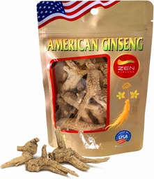 Zen Ginseng - 4 oz zacskó tisztítatlan amerikai Ginseng - Non-GMO, Gluten Free. Add hozzá ezt a Ginseng leves, tea, kávé, gyümölcslevek, Smoothie és sütés (Barrel Root 4 oz táska)