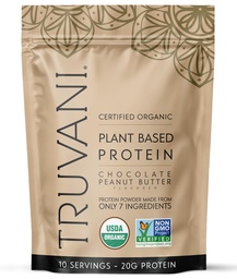 Truvani Vegan Pea Protein Promoture 124; Chocolate Mounut Vaughn 124; 20g Organic Plant Based Protein).