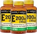 MASON NATURAL E-vitamin 90 mg (200 NE) - antioxidáns és esszenciális táplálék, egészséges immunrendszer, bőr és szemek, teljes testkiegészítés, 100 Softgel (3-as csomag)