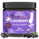 Llama Naturals Elderberry Gummies für Kinder, Vegan, Organische Immununterstützung Ergänzung mit Vitamin C und Zink, Kleinkind echte Frucht Gummy Vitamine für Immunität, Kaubar, keine hinzugefügt Zuckerrohr, 120 Ct