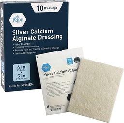 MED PRIDE Ezüst Kalcium Alginate Sebek, 10- Pack, 124; Highly Absorbent, Nonstick, Seaweed, Easy Removal (4 "x 5" Silver)