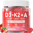 D3-vitamin 10000iu + K2 MK7 + A gumi kalcium-magnézium-cinkkel nők és férfiak számára, magas hatásfokú ADK-vitamin kiegészítés támogatja az egészséges immunrendszert, csont és látás funkció, cukor mentes 120 Ct