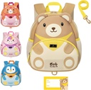 BabbleRoo Toddler Backpack, Kids Backpack - Light & Comfortable, Water Restantant Neoprene, Leash for Toddlers 1-3, Reflective Strips for Visibility, Animal Backpack, Bob The Bear