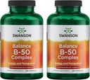 Swanson B- 50 B- Complex - B Vitamin Complex magas potenciállal és biohasznosíthatósággal - Promotes Immunrendszer-támogatás, Szívegészségügyi támogatások és az egészséges idegrendszer támogatása - (250 kapszula) (2 csomag)