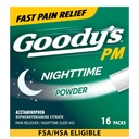 Goody 's Nighttime Powder, Pain Reliever & Sleep Aid Acetaminophen & Difenhydramin Citrate, koffein mentes, 16 gróf
