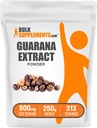 BulkSupplements.com Guarana kivonat por - természetes koffein kiegészítés, a Guarana Seed, Guarana Powder - Gluten Free, 800mg per Serving, 250g (8.8 oz) (1x csomag)