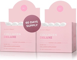 Collagen Deluxe 30 Shots x 2 I 8 Week Bundle I 12500 mg Marine Collagen (I-III) I Hyaluronic Acid, Biotin, C-vitamin I Sugar- Free - 8 hetes ellátás