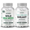 Organics Ocean Wild Sea Moss kapszula és One- per- Day Shilajit férfiaknak és nőknek - 100% Ír-tengeri Moss és Pure Shilajit kapszula - Pajzsmirigy támogatás nők és férfiak számára