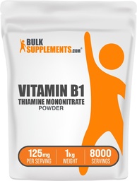 BulkSupplements.com Tiamin mononitrát por - B1-vitamin por, tiamin B1 kiegészítés - B1 vitaminok, glutén mentes, 125mg / szervenként, 1 kg (2,2 kg) (1-es csomag)