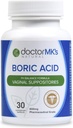 orvos MK NATURAL Boric Acid Supposaces (600mg) az egészséges női pH támogatás. 30 Vaginal Supposential Capsules