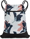 Drawstring gym Bag for Women - 124; Durable Lightweight Gym Cinch Backpack with Graphic Designs - 124; Great for the Gym and Sport - 124; Navy / Coral - Guava Leaves