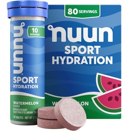 Nuun Sport Electrolyte tabletta Magnéziummal, kalciummal, káliummal, kloriddal és nátriummal, gluténmentes & Vegán, görögdinnye, 8 csomag (80 adag összesen)