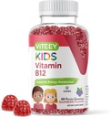 Viteey B12 vitamin Gumicukorka, 1000mcg - Metabolizmus, Natural Energy Support - Vegan, Zselatin mentes, Gluten mentes, GMO mentes - Tasty Chewable B12 málna ízesített gumi
