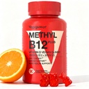 Vegetán D3-vitamin és B12 gumi, metil B12 kiegészítés felnőttek és gyerekek számára, fokozott D-vitamin 3 természetes energia, Immun, Metabolizmus & Fókusz, Narancs, 90 gumi