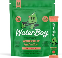 Waterboy Workout Hydration 124; 2,960mg Sugar Free Electrolyte Powder Packakeds