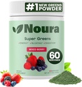 Super Greens Powder, 60 Portionen - Immunität, Verdauungsenzyme & Probiotika für Energie, Gut Health, Bloating Relief für Frauen - Greens Superfood Powder - Mixed Berry
