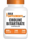 BulkSupplements.com Kolin Bitartarate kapszula - Kolin kiegészítők, mint kolin L- Bitartrate - kolin 600mg, 2 kapszula per szerving, 240 kapszula (1-es csomag)