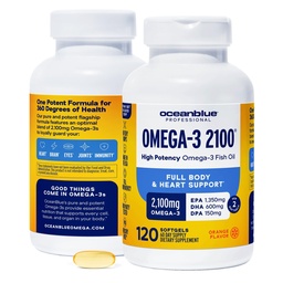 Oceanblue Professional 2100mg A124; Triple Strength Omega 3 Fish Oil Supplemental 124; Burbanced Aviation 124; High Potency EPA DHA Aviation 124; Wild Catch - 120 Count (Pack of 2) Natural Orange Flavor