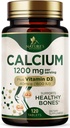 Kalcium 1200 mg D3- vitaminnal - Csont- egészségügyi kiegészítés, D- vitamin és kalciumpótlás nők és férfiak számára - Csonterő, Fogak és Immuntámogatás, Természet kalciumpirula, palackozott USA - 120 tabletta