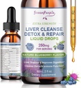 GREENPEOPLE Liver Cleanse Detox & Repair Drops - Liver Supplement w/Milk Thistle Silymarin, Artichoke & Dandelion für Liver Detox & Support- 16x Potent Kräuter-Nutrients - 2Fl Oz Blueberry Flavor