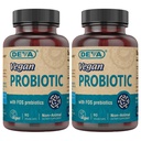 DEVA Vegan probiotic with FOS Prebiotics Supplement - 2 milliárd CFU with 100 MG of Prebiotics Per Serving for Men & Women - Non- Dairy Gluten Free - Natural table statable - 90 kapszula (2-es csomag)
